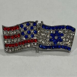 USA & Israel Patriotic Friendship Flag Pin with Crystals